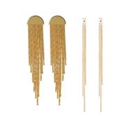 XFSRG Pendientes largos oro mujer flecos elegantes estilo cascada de flecos dorados joyería retro chic para boda evento fiesta cóctel pendientes elegantes fiesta