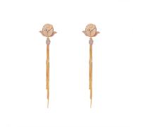 XFSRG Pendientes Largos Rosa Floral Cristal Brillante Borla Cadena Elegante Joyería Mujer Accesorios Estilo Bohemio Adorno Lujo