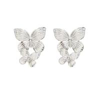 XFSRG Pendientes Mariposa Doble Colgantes Elegantes Plateados Joyería Femenina Decorativos Grandes Brillantes