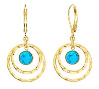 XFSRG Pendientes Mujer Aro Doble con Piedra Turquesa Pendientes Colgantes Boho Vintage Mujer Aros Grandes Piercing Oreja Elegante Joyería para Mujeres Niñas
