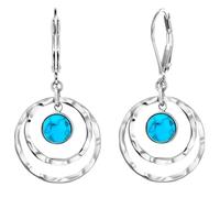 XFSRG Pendientes Mujer Aro Doble con Piedra Turquesa Pendientes Colgantes Boho Vintage Mujer Aros Grandes Piercing Oreja Elegante Joyería para Mujeres Niñas