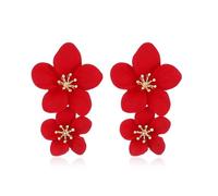 XFSRG Pendientes Mujer Bohemios Dobles Gota Colgantes de Flores Hipoalergénicos Pétalos Joyería Para Mujeres Pendientes De Boda Colgantes Grandes