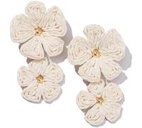 XFSRG Pendientes Mujer Bohemios Retro Grandes Pendientes con Diseño Floral Rafia Elegante Earrings Flores Joyas para Fiesta Vida Cotidiana