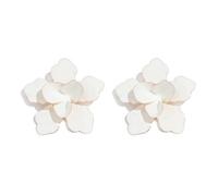 XFSRG Pendientes Mujer con Flor 3D Extravagante Gran Diseño Floral Esmalte Brillante en Gota Pendientes Ligeros y Llamativos Bisutería para Uso Diario (Blanco)