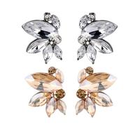 XFSRG Pendientes Mujer Cristal Morado Elegantes Bisuteria Mujer para Fiesta y Ocasiones Especiales (Blanco+Champán)