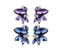 XFSRG Pendientes Mujer Cristal Morado Elegantes Bisuteria Mujer para Fiesta y Ocasiones Especiales (Morado+Azul)
