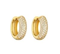 XFSRG Pendientes Mujer Dorados con Cristales Brillantes Elegantes Aros de Moda para Regalos Originales(Oro)