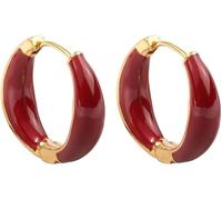 XFSRG Pendientes Mujer Dorados con Esmalte Rojo Aros Elegantes para Todas las Ocasiones Joyería de Moda para Mujeres