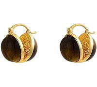 XFSRG Pendientes Mujer Dorados con Piedra Natural de Ojo de Tigre Diseño Elegante y Moderno Perfectos para Regalos Originales y Uso Diario