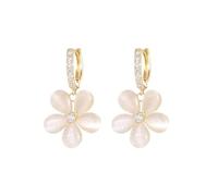 XFSRG Pendientes Mujer Flor Grandes Dorados con Cristales - Aros Oro Largos para Fiesta y Regalos