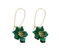 XFSRG Pendientes Mujer Florales Colgantes Moda Bohemios Pendientes de Aros con Flores Resina Accesorios Elegantes Joyeria para Fiesta y Diario (Verde)