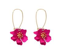 XFSRG Pendientes Mujer Florales Colgantes Moda Bohemios Pendientes de Aros con Flores Resina Accesorios Elegantes Joyeria para Fiesta y Diario (Rosa)