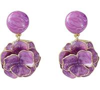 XFSRG Pendientes Mujer Flores Moradas Estilo Vintage Joyas Elegantes para Mujeres Accesorios de Moda para Regalos Originales