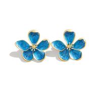 XFSRG Pendientes Mujer Forma de Flor Dorados Joyería Elegante Aros Plata Pendientes Acero Inoxidable Aretes Flores Moda Joyería Regalos Accesorios Plata Mujer (Azul)