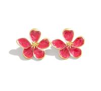 XFSRG Pendientes Mujer Forma de Flor Dorados Joyería Elegante Aros Plata Pendientes Acero Inoxidable Aretes Flores Moda Joyería Regalos Accesorios Plata Mujer (Rojo)