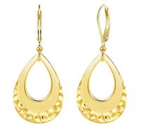 XFSRG Pendientes Mujer Forma de Lágrima Joyería Acero Inoxidable Aretes Colgantes Elegantes Pendientes Largos Aretes Plata Diseño Texturizado Joyería para Damas Señoras Chicas (Oro)