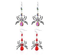 XFSRG Pendientes Mujer Halloween Arañas y Murciélagos Colgantes Pendientes Plata Vintage para Fiesta y Disfraces (A)