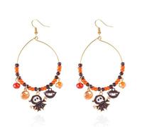 XFSRG Pendientes Mujer Halloween Aros Grandes con Cuentas de Colores y Dijes de Murciélago Pendientes de Fiesta para Mujer Moda y Estilo (B)