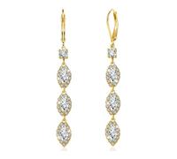 XFSRG Pendientes Mujer Largos Colgantes 14K Elegantes con Circonitas Corte Marquise Joyería de Novia para Boda y Fiesta Regalo