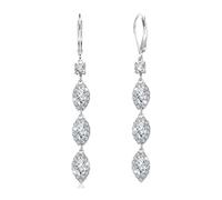 XFSRG Pendientes Mujer Largos Colgantes 14K Elegantes con Circonitas Corte Marquise Joyería de Novia para Boda y Fiesta Regalo