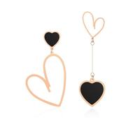 XFSRG Pendientes Mujer Niña Asimétricos Corazón Dorados Largos Moda Fiesta Elegantes Joyería (Negro)
