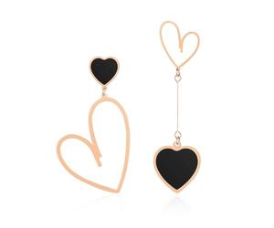 XFSRG Pendientes Mujer Niña Asimétricos Corazón Dorados Largos Moda Fiesta Elegantes Joyería (Negro)