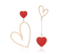 XFSRG Pendientes Mujer Niña Asimétricos Corazón Dorados Largos Moda Fiesta Elegantes Joyería (Rojo)