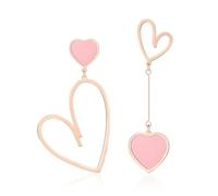 XFSRG Pendientes Mujer Niña Asimétricos Corazón Dorados Largos Moda Fiesta Elegantes Joyería (Rosa)