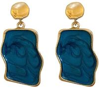 XFSRG Pendientes Mujer Plata Azul y Oro Elegantes Pendientes Dorados para Mujer Joyería de Moda para Todas las Ocasiones