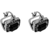 XFSRG Pendientes Mujer Plata con Cristal Negro Estilo Vintage Joyería Elegante para Eventos Especiales y Uso Diario