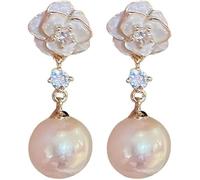 XFSRG Pendientes Mujer Plata con Perla y Flor Elegantes Pendientes Dorados para Mujer Moda Singularu para Regalos Originales