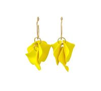 XFSRG Pendientes Mujer Plata Dorados Flor Grandes Bisutería Amarillos para Fiesta y Regalo