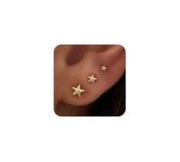 XFSRG Pendientes mujer set mini estrella cruz estrella de mar diseño múltiple pendientes pequeños combinables estilo personalizado para uso diario joyería delicada (Oro e1231)