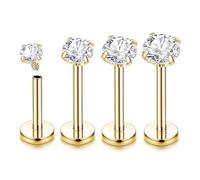 XFSRG Pendientes Mujer Titanio con Cristales Brillantes para Fiesta y Uso Diario(Oro)