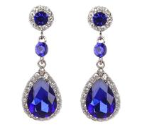 XFSRG Pendientes para Mujer Lágrima Pendientes Colgantes Largos Piercing Aretes con Zirconia Cristales Multicolor Hipoalergénicos Circonita Cúbica Boda Banquete Nupcial Prom(Azul)