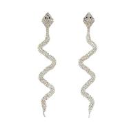XFSRG Pendientes Serpiente Ondulados Cristales Brillantes Largos Colgantes Elegantes Joyas Mujer