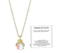 XFSRG Piedra Lunar Collar Mujer Colgante de Luciérnaga Collares Transparente y Brillante Acero Inoxidable Ajustable Accesorio Elegante