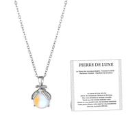 XFSRG Piedra Lunar Collar Mujer Colgante de Luciérnaga Collares Transparente y Brillante Acero Inoxidable Ajustable Accesorio Elegante