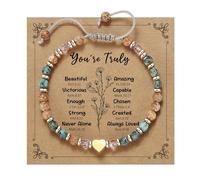 XFSRG Piedra Natural Pulseras Mujer Centas de Cristal Pulseras Cordón Ajustable Pulsera Amistad con Tarjeta de Felicitación Exquisitos Regalos Festivos