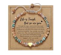 XFSRG Piedra Natural Pulseras Mujer Centas de Cristal Pulseras Cordón Ajustable Pulsera Amistad con Tarjeta de Felicitación Exquisitos Regalos Festivos