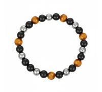XFSRG Piedra Natural Pulseras Mujer Hombre 8mm Ojo de Tigre Tricolor Pulseras Protectora Elástica Pulsera Cuentas de Cristal para el Uso Diario Meditación y Como Regalo