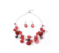 XFSRG Piedras de Colores Conjuntos de Joyas para Mujer y Niñas Bohemia Larga Gargantilla Círculo Pendientes Collar Piedras Naturales Boda Conjuntos Joyas Geometría Colgante Joyeria Bisuteria