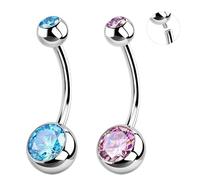 XFSRG Piercing Ombligo Titanio Anillos Curvado Acero Quirúrgico 2 Piezas 10mm Banana Belly Button Piercings con Circonita Cúbica Joyería Corporal Piercing Vientre para Mujeres Hombres