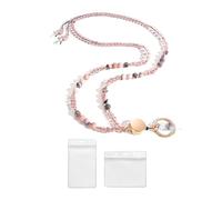 XFSRG Porta Tarjetas Identificativas de Cuentas de Cristal Rosa y Mármol Gris Tarjetero Colgante Elegante y Duradero para Oficina y Eventos (Rosa)