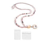 XFSRG Porta Tarjetas Identificativas de Cuentas de Cristal Rosa y Mármol Gris Tarjetero Colgante Elegante y Duradero para Oficina y Eventos (Rosa)