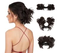 XFSRG Postizo Moño Despeinado Voluminoso Extensión Cabello Sintético Peineta Incorporada Recogido Natural Fácil Colocación(Marrón oscuro)
