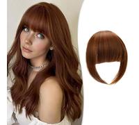 XFSRG Postizo Pelo Natural Clip Una Pieza Clip in Fringe Bangs Flequillo Francés Hair de Cabello Extensiones de Cabello Prótesis Capilar para Mujer(Marrón claro)