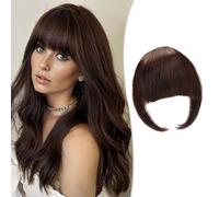 XFSRG Postizo Pelo Natural Clip Una Pieza Clip in Fringe Bangs Flequillo Francés Hair de Cabello Extensiones de Cabello Prótesis Capilar para Mujer(Marrón oscuro)