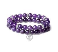 XFSRG Pulsera de 2 Piedras Naturales EláStica Reduce el EstréS Y Alivia la Ansiedad, Pulsera de Moda Para Mujer, Accesorios Mano, Regalo Adecuado Para Mujeres(PúRpura)