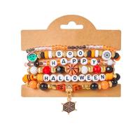 XFSRG Pulsera de Halloween Set Pulseras Mujer Elásticas Cuentas Múltiples Diseños Temáticos Calabaza Fantasma Joyas Accesorios Fiesta Disfraz Decoración Temporada Otoño (Telaraña)